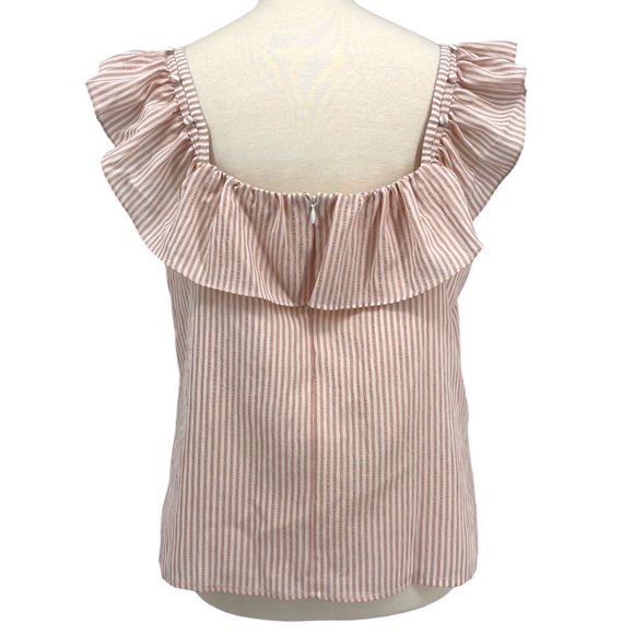 Club Monaco Asmund Striped Ruffle Top NWT Sz L - Picture 4 of 14